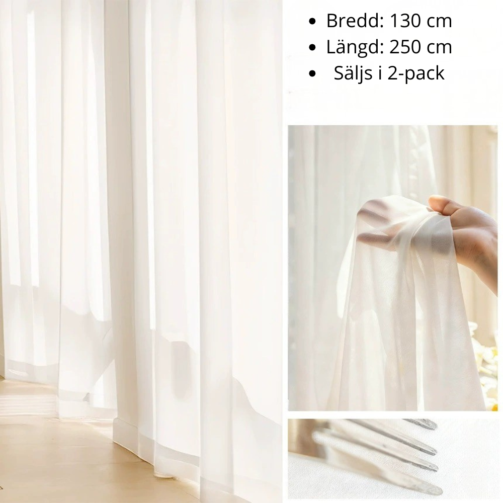 Skira gardiner med krokar – 2-pack!